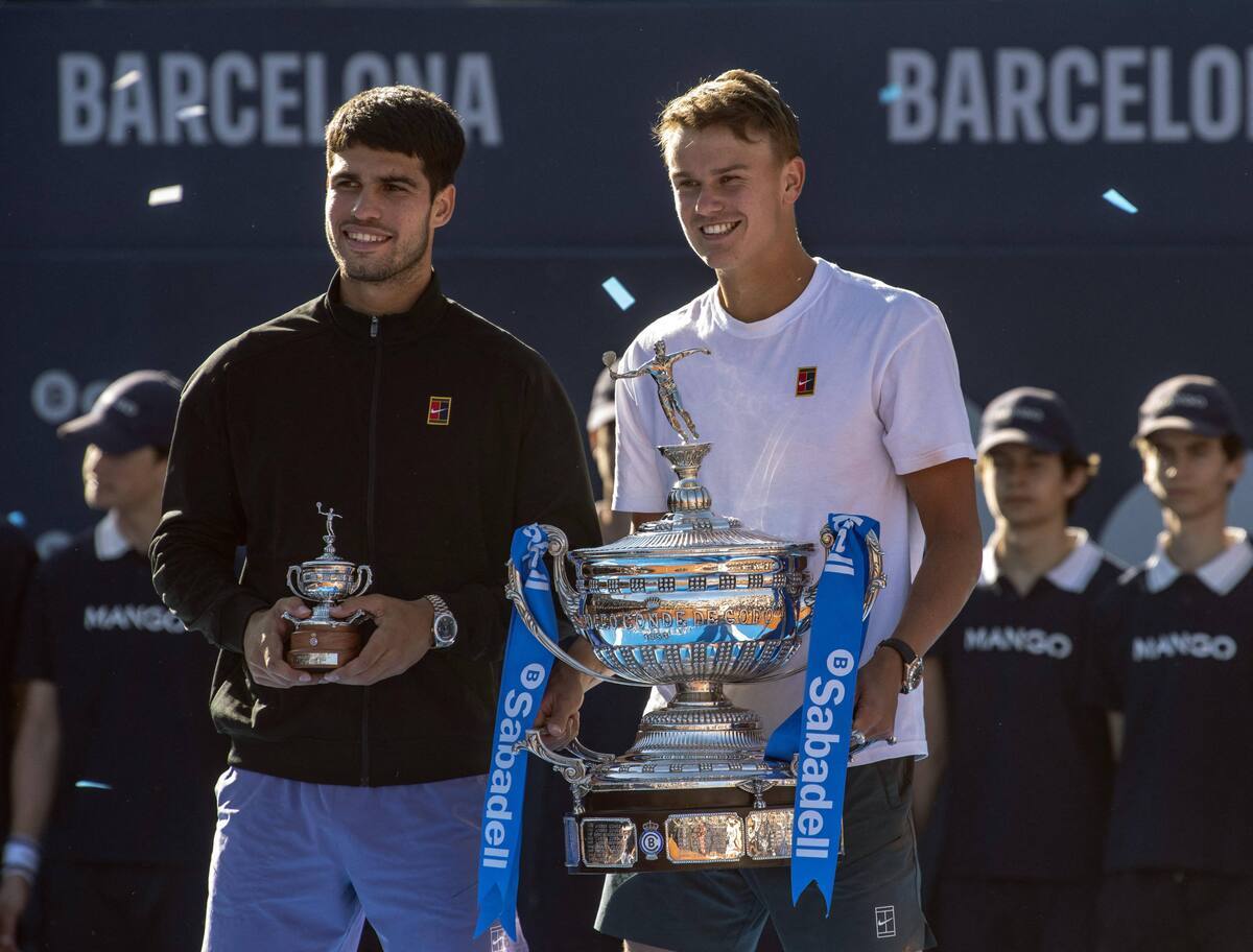 Carlos Alcaraz and Holger Rune, finalist and champion of the Barcelona tournament on Sunday.