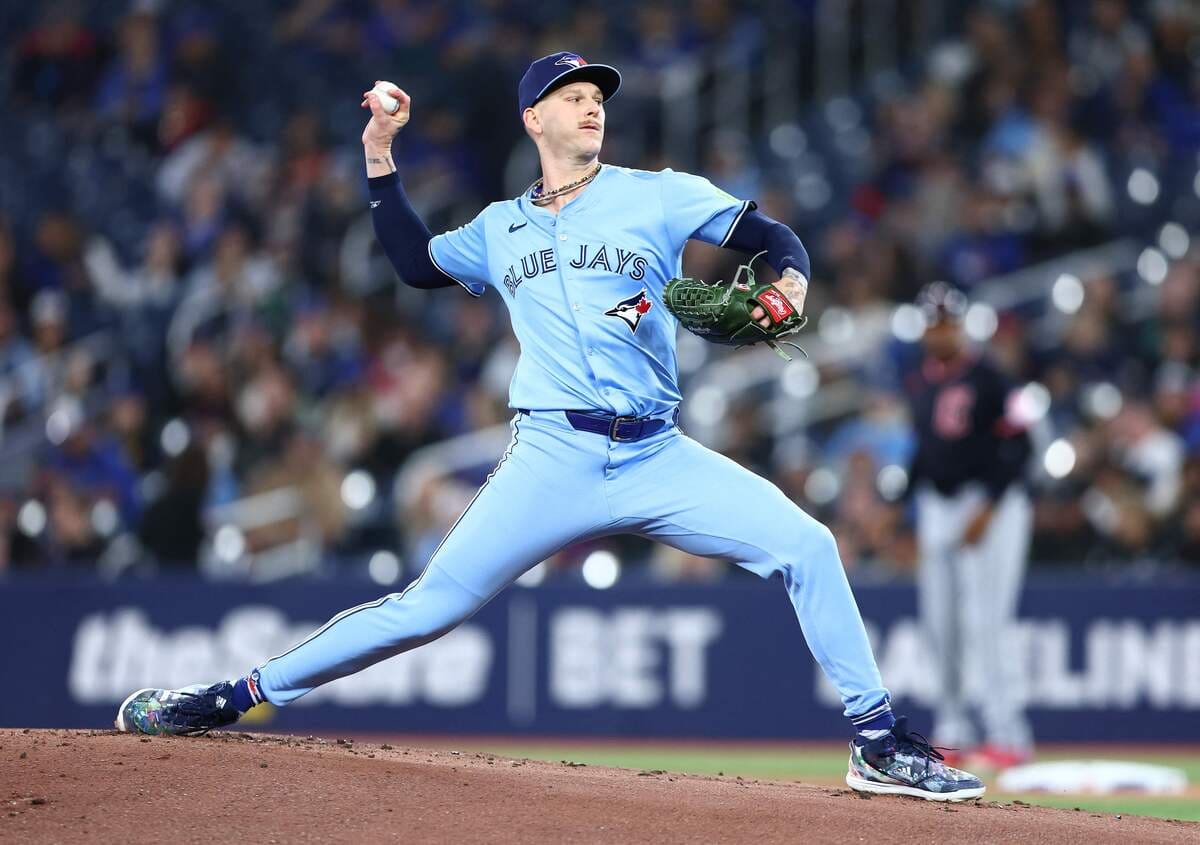Bowden Francis in action for the Blue Jays