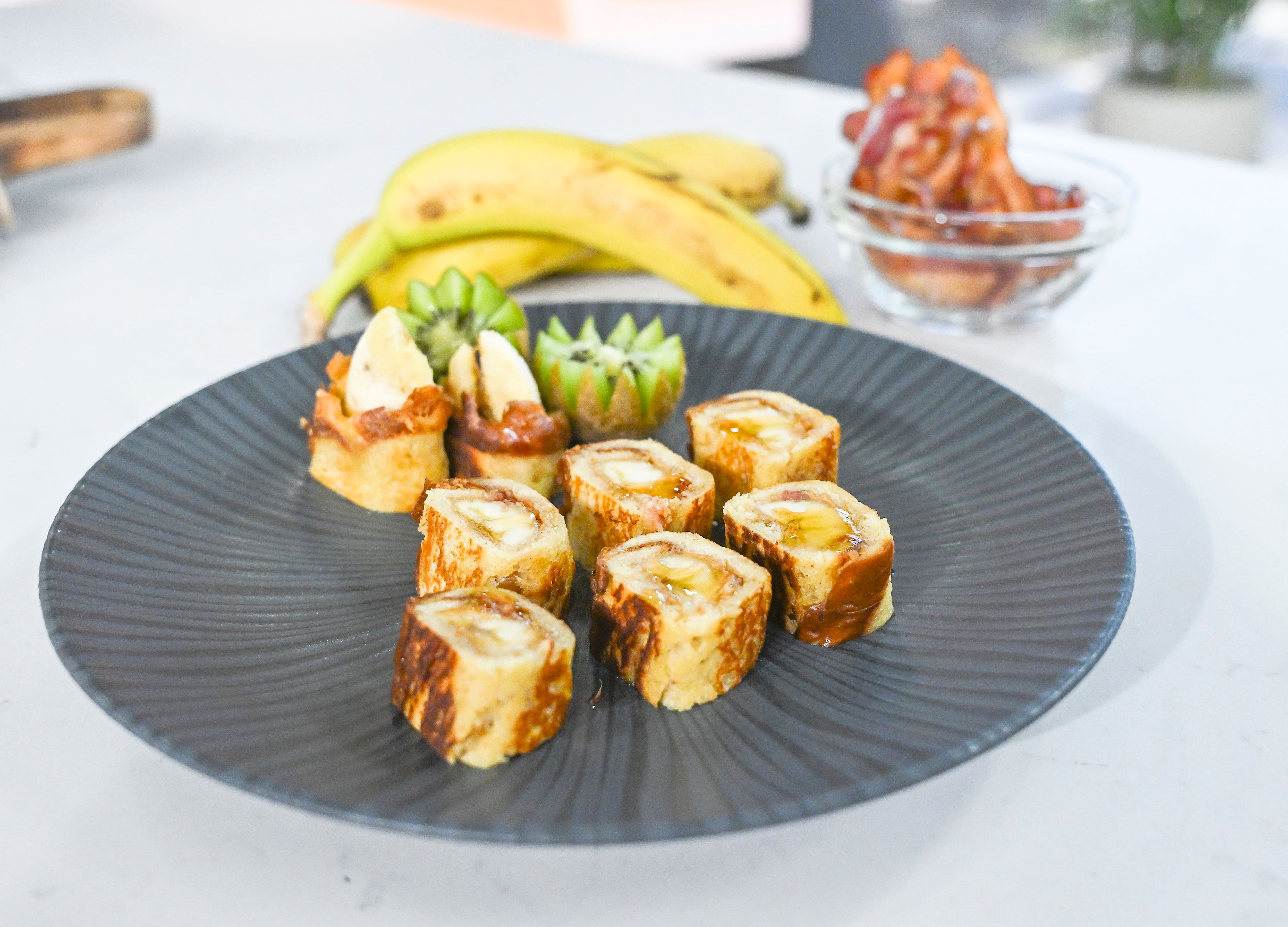 Roll-up protéiné banane-beurre d’arachide et bacon