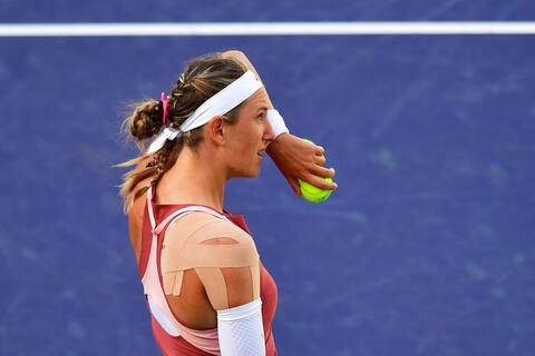 Victoria Azarenka burst into tears between two exchanges on Tuesday once morest Elena Rybakina.