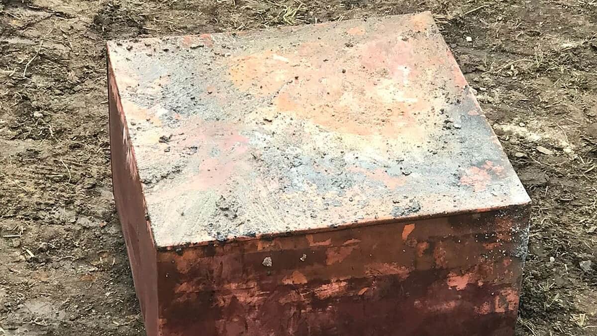 The capsule was found a second time under a stainless steel statue The capsule was found a second time under a stainless steel statue