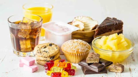 Grocery shopping bag with assorted products
