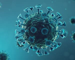 Coronavirus outbreak. Pathogen affecting the respiratory tract. COVID-19 infection. Concept of a pandemic, viral infection. Coronavirus inside a human. Viral infection. 3D illustration
