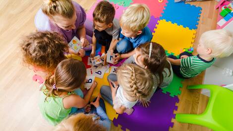 Educational group activity at the kindergarten or daycare