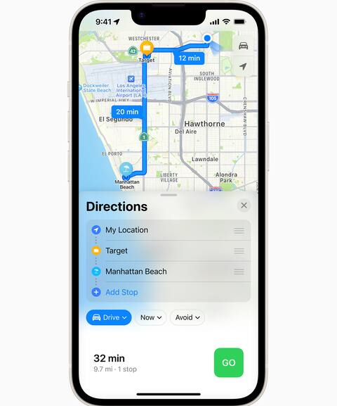 Aplicación de mapas en iOS 16