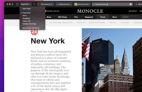 Agrupar pestañas en Safari (macOS Monterey)