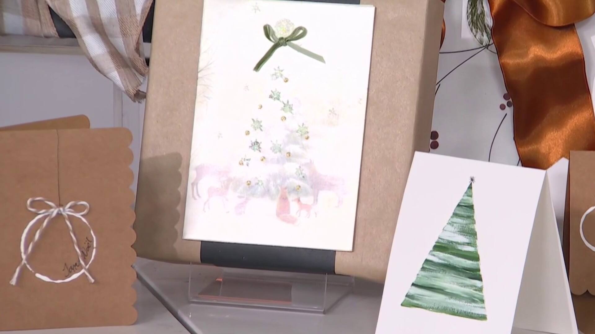 Emballages cadeaux et carte de Noël faits maison