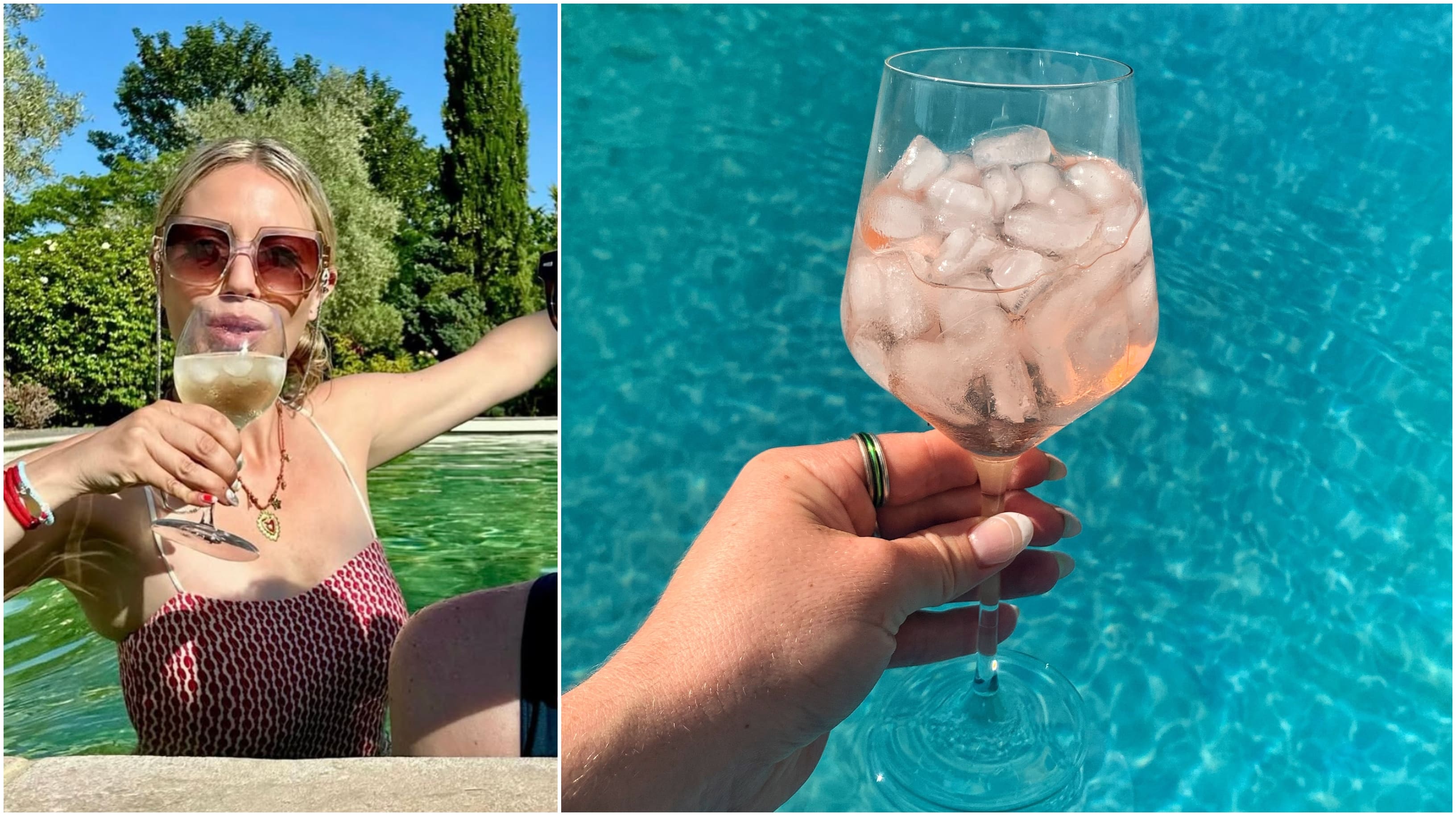 Elle savoure un rosé piscine