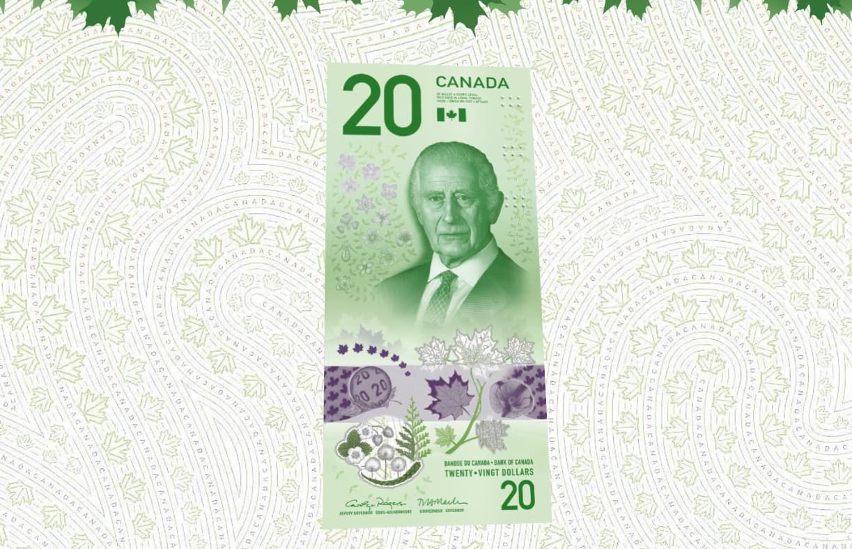 Le nouveau billet de 20 $ du Canada à l'effigie du roi Charles III.