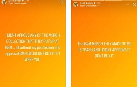 Justin Bieber bans fans from buying 'trash' products at H&M
