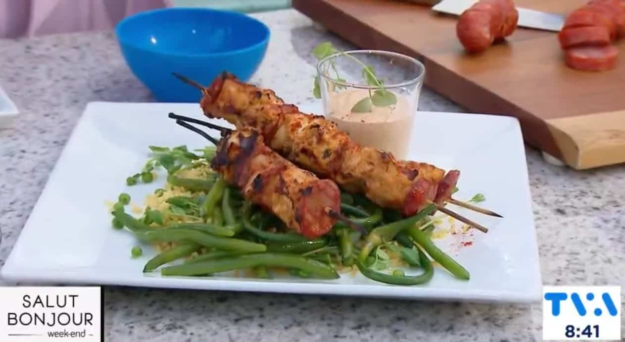 Brochettes de volaille au paprika fumé et chorizo 