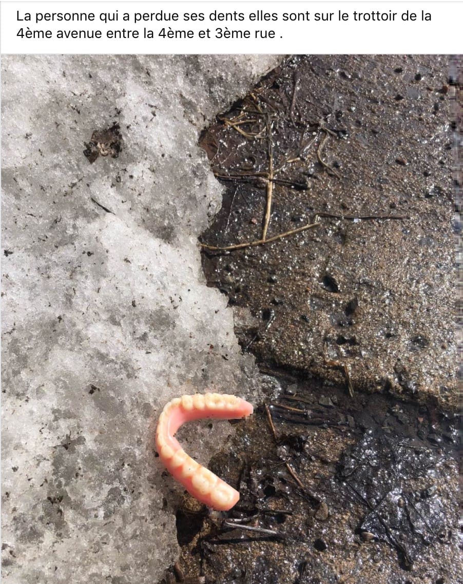 Un beau dentier retrouvé dans les rues de Québec