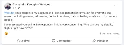 Data breach at WestJet