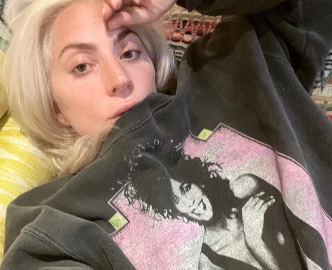 Lady Gaga sans maquillage et les sourcils blonds