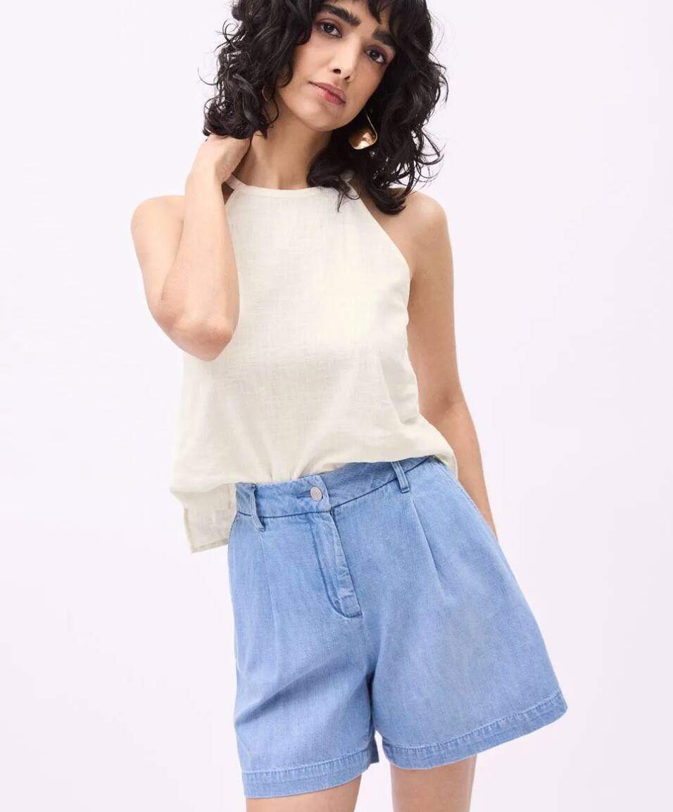 Short En Jean Denim & Co. Taille 8 - Bleu Clair Délavé, Neuf Sans étiquettes