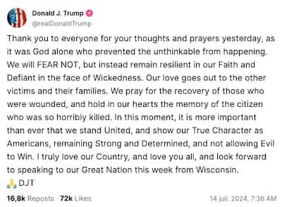 Intento de asesinato: “sólo Dios impidió lo impensable”, según Trump