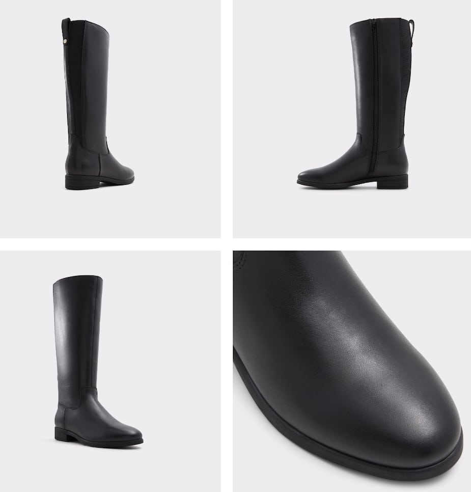 Roobeety Bottes Montantes Femme Avec Boucles - Bottes D'Équitation Élégantes Talon Bloc Automne Hiver Style Classique