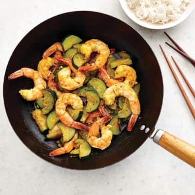 Two Tips to Save on Meat Prices Shrimp and Zucchini Stir-Fry with Curry