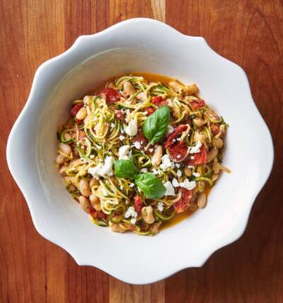 Two Tips to Save on Meat Prices Zucchini Noodles with Roasted Cherry Tomatoes
