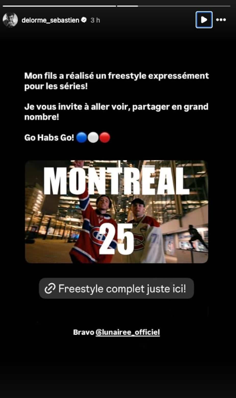 Sébastien Delorme's social media post