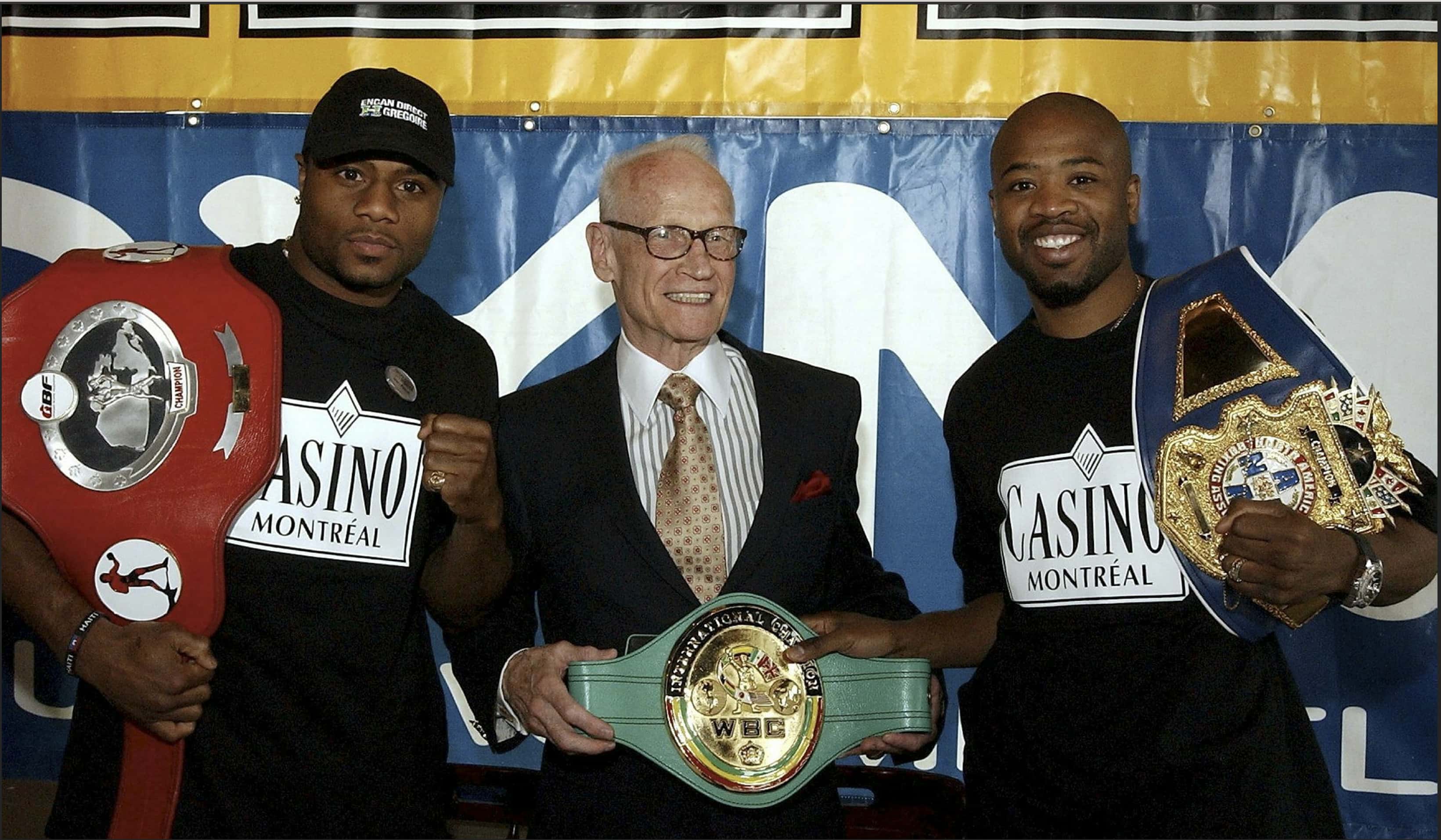 Guy Jutras in compagnia di Jean Pascal e Joachim Alcine.