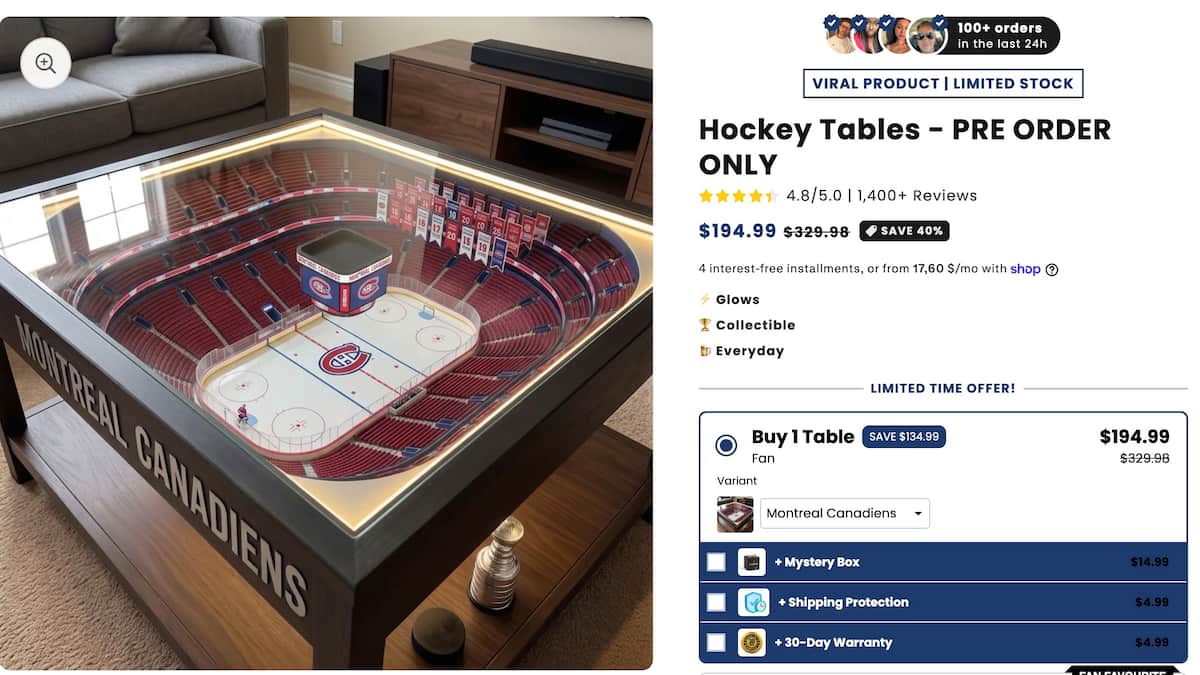 Un site louche veut arnaquer les fans du CH avec des fausses tables