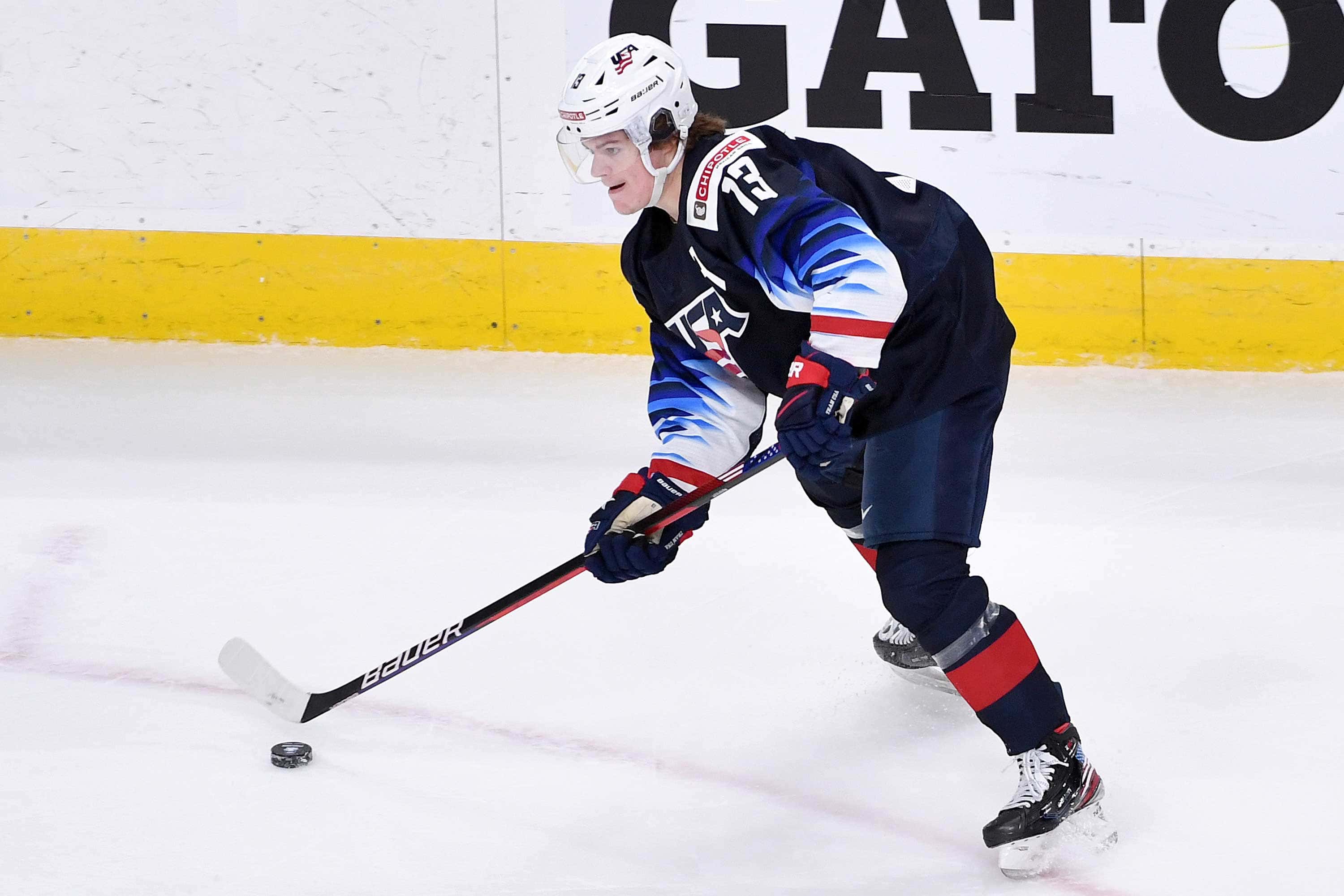 Projection de l&rsquo;&eacute;quipe am&eacute;ricaine aux 4 nations: non, Cole Caufield n&rsquo;y est pas