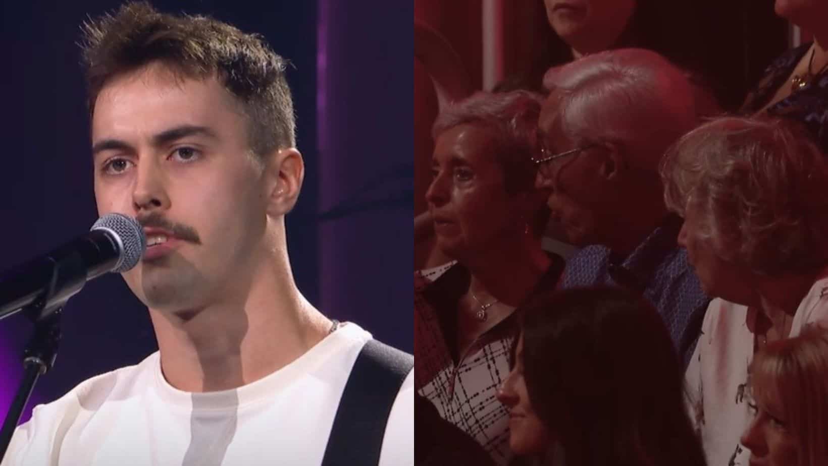 Assis dans le public, il tente sa chance