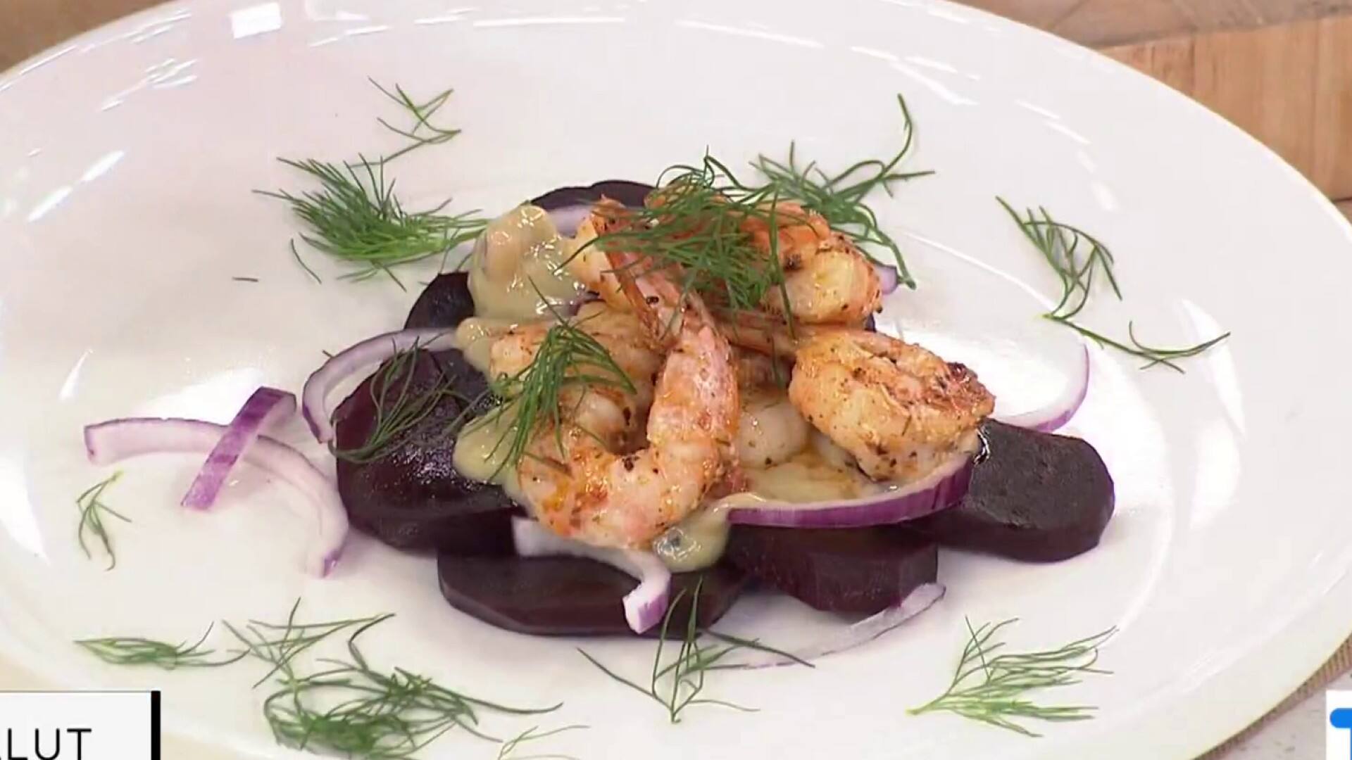 Recette délicieuse de salade de crevettes et betteraves | Salut Bonjour