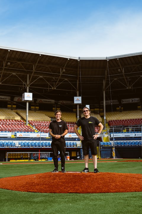 Envol et Macadam General Manager Simon Gaudry, and promoter Karl-Emmanuel Picard (District 7) unite to give concerts at Canac Stadium.
