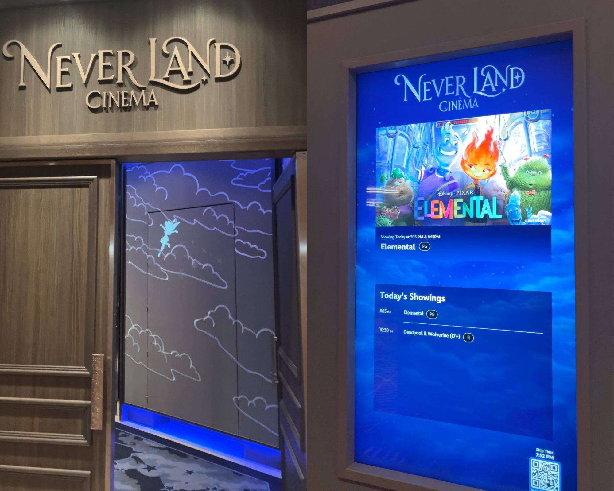 Le cinéma Never Land et sa programmation du jour.