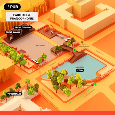 Le nouvel espaço Le Pub, no parque da Francofonia.