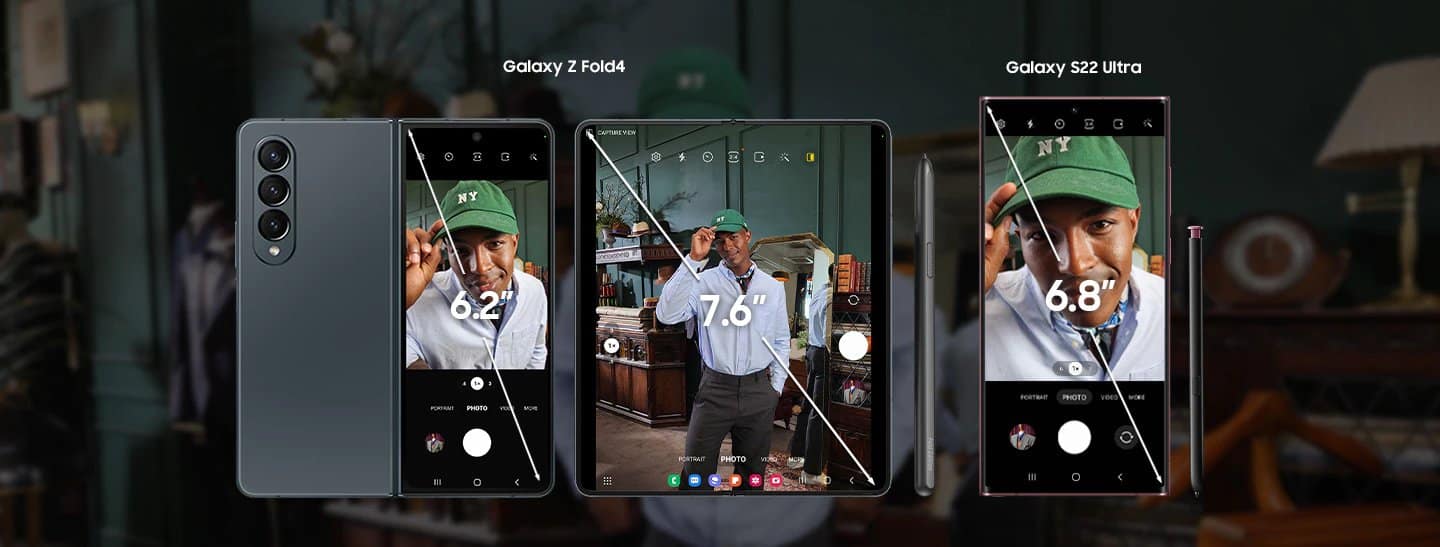 Comparaison des écrans du Galaxy Z Fold4 avec celui du S22 Ultra