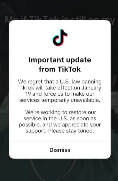 Red social TikTok suspendida en Estados Unidos