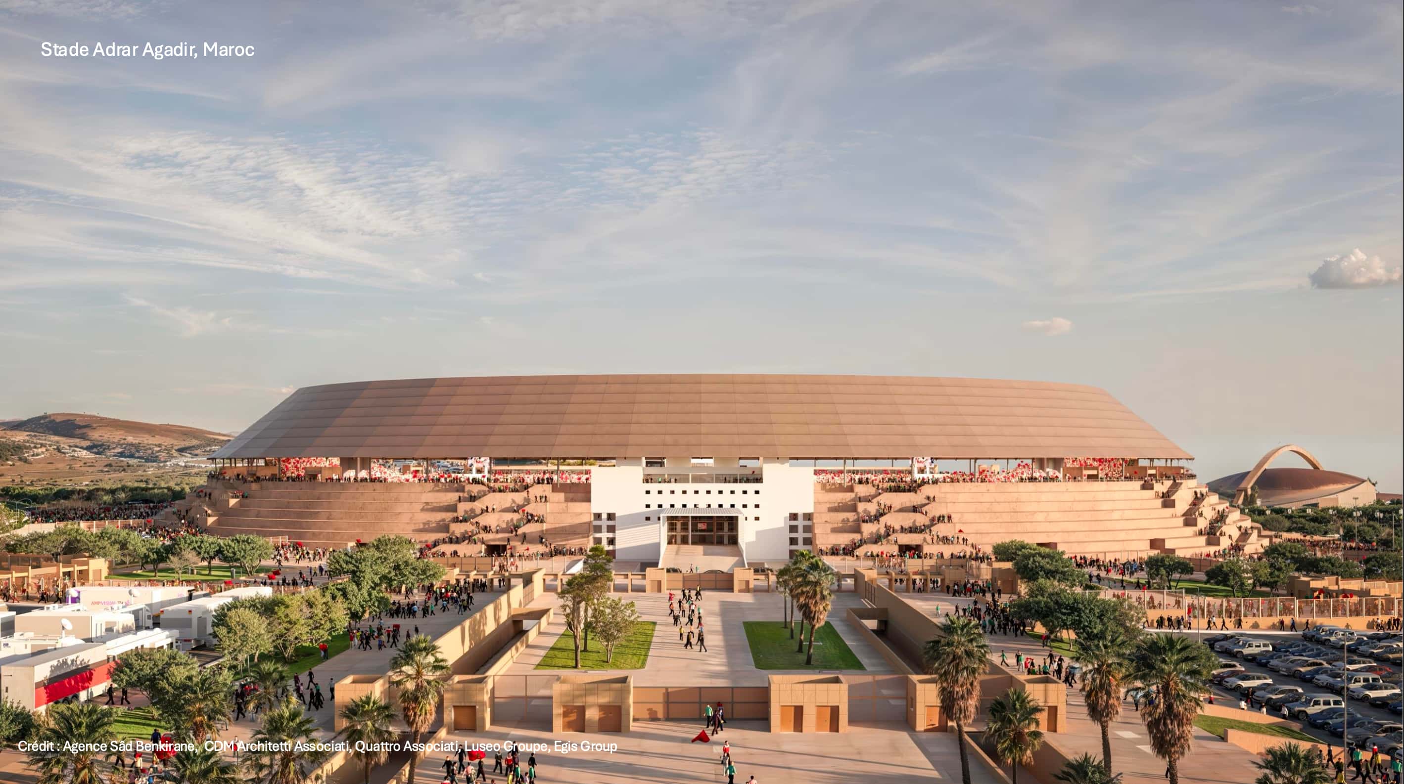 Le Stade Adrar d’Agadir accueillera des matchs du Mondial 2030. Son éclairage sera assuré par l’entreprise québécoise Groupe Ombrages.