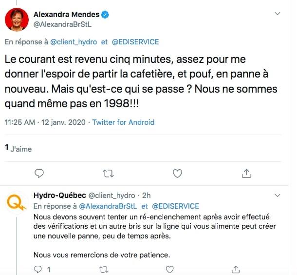 Panne De Courant Une Deputee Federale Furieuse Contre Hydro Quebec Jdm