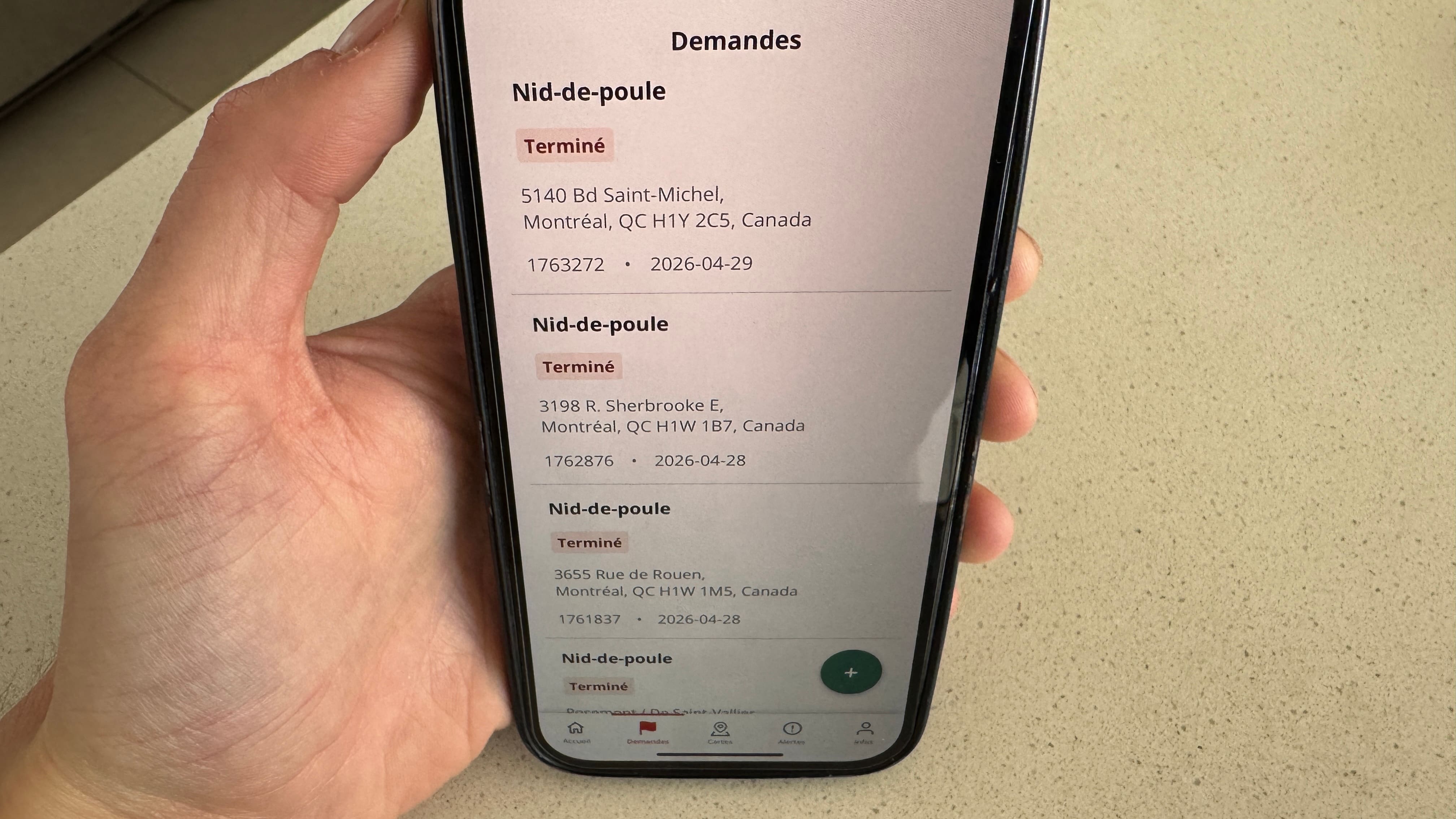 Quelques uns des signalements faits au 311.