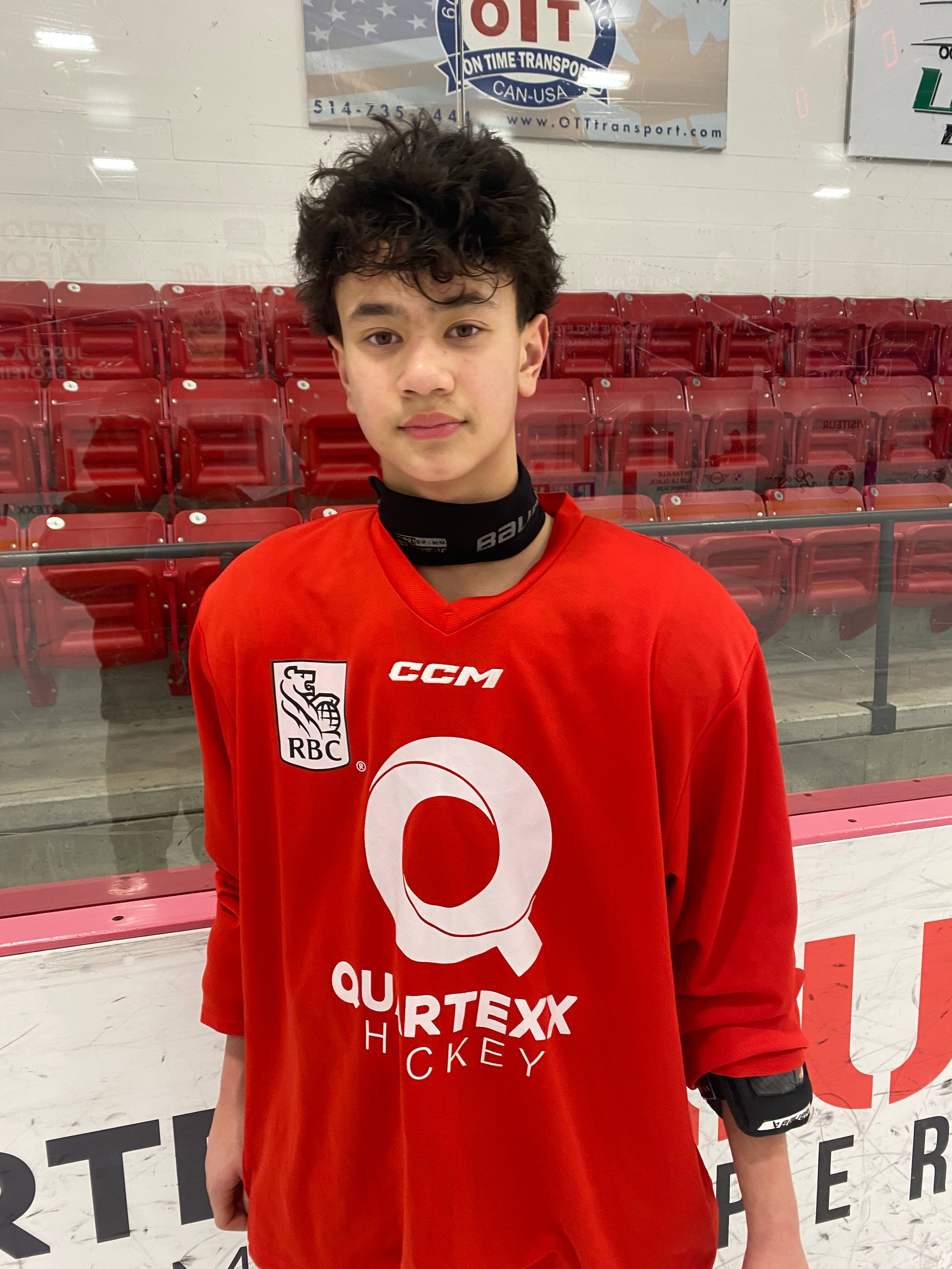 Liam Tep teve um treinamento privado no complexo esportivo Hockey Etcetera, em 4 de fevereiro de 2026, em Montreal, como titular de cliente da empresa Quartexx Management.