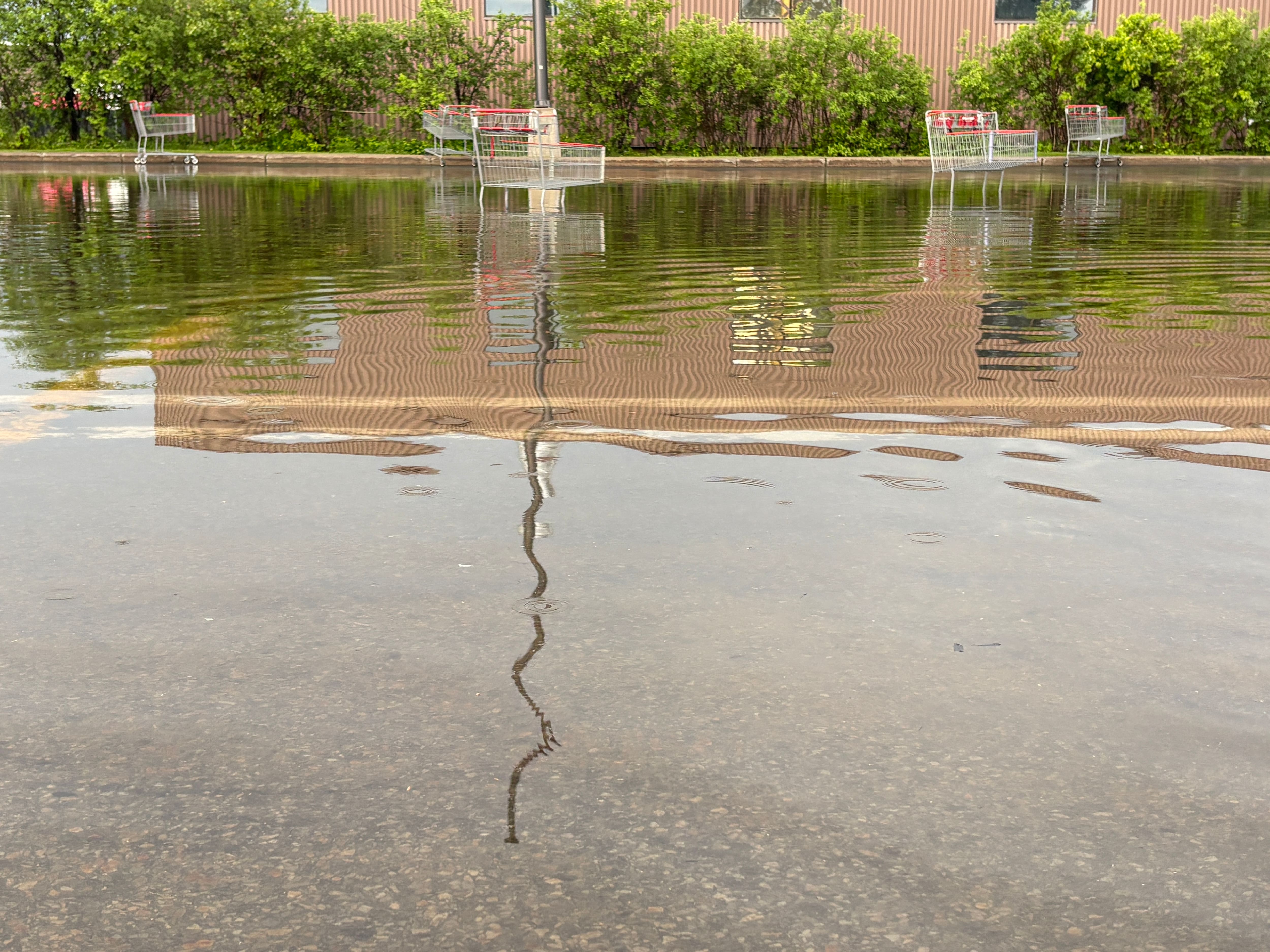 Une partie du stationnement du Costco dans l’ouest de l’île était inondé.