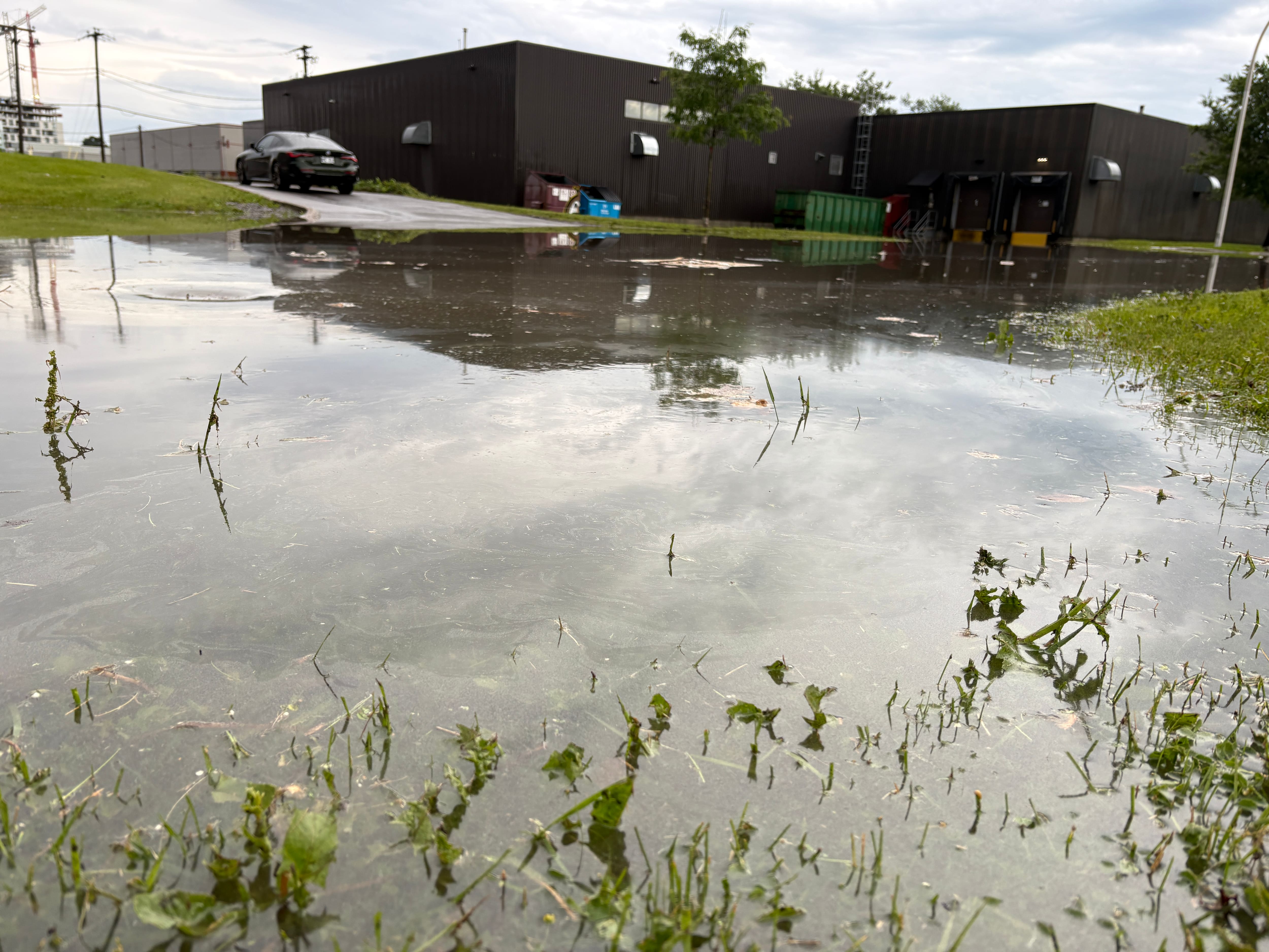 L’avenue Selkirk, à l’angle du boulevard Brunswick, était inondé si bien que des policiers ont dû fermer la zone à la circulation.