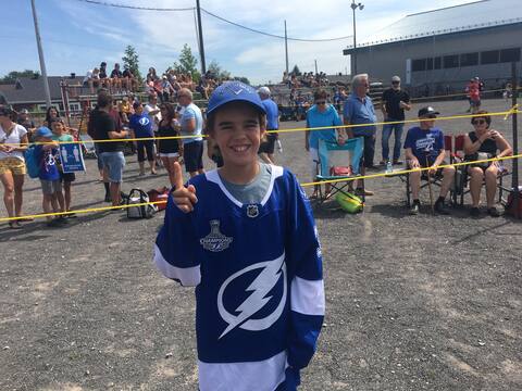 Young Emile Doan arrived early for a chance to watch the Stanley Cup on Tuesday.