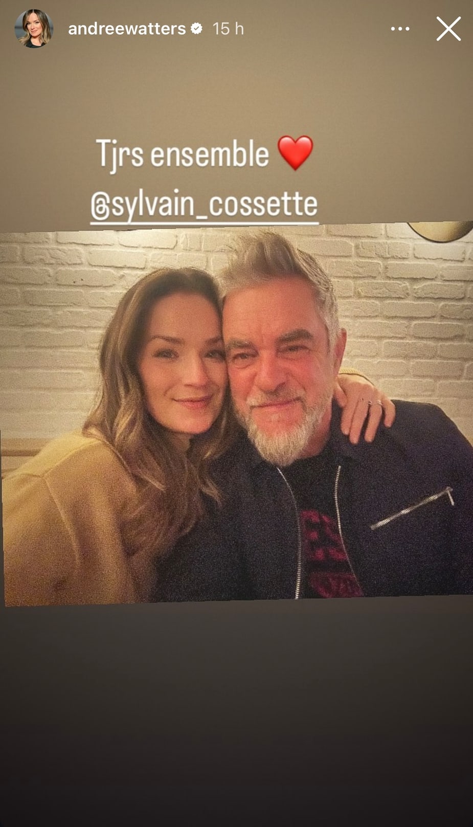 Andrée Watters partage une tendre photo avec son amoureux Sylvain Cossette