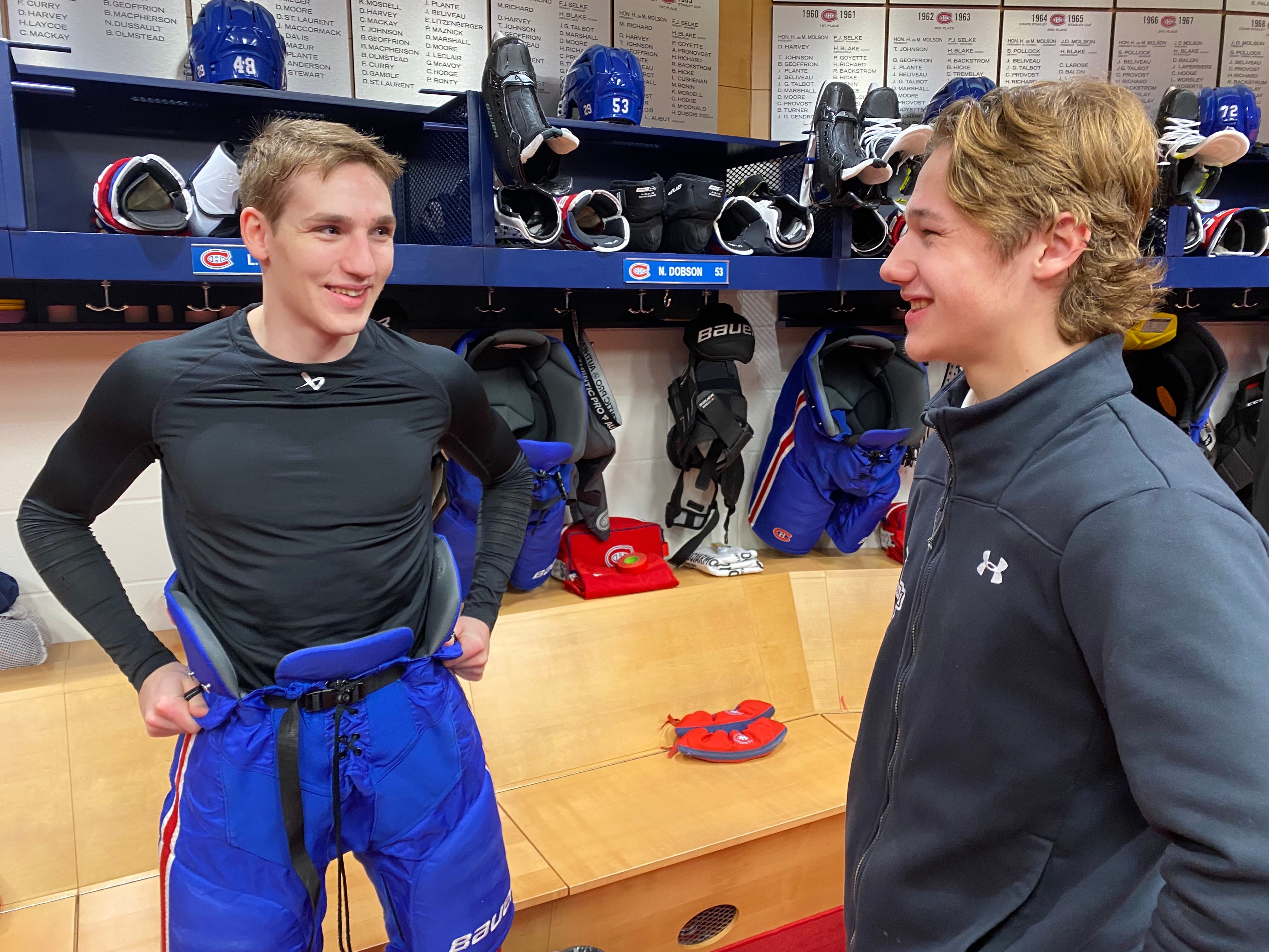 Quand Lane Hutson et le meilleur espoir qu&eacute;b&eacute;cois, Xavier Villeneuve, se rencontrent