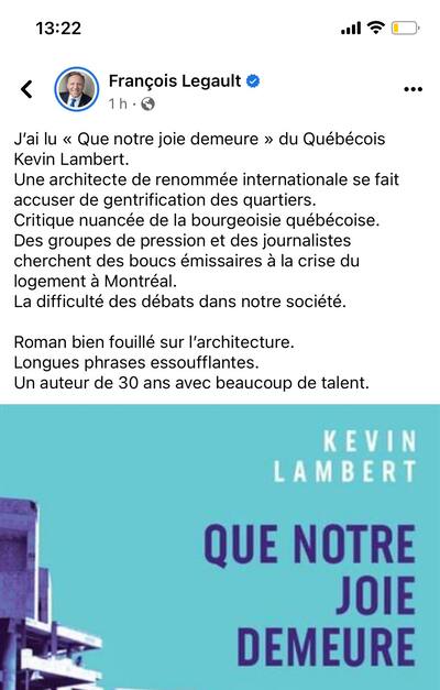 Home Crisis: Legault Criticized by a Writer He Now Appreciates