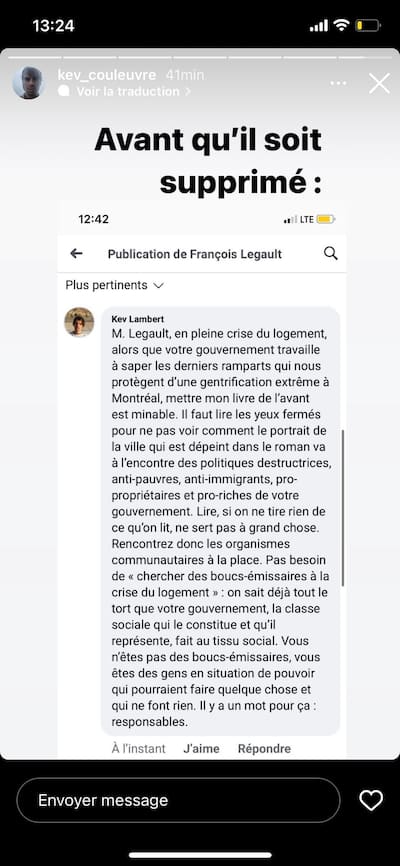 Home Crisis: Legault Criticized by a Writer He Now Appreciates