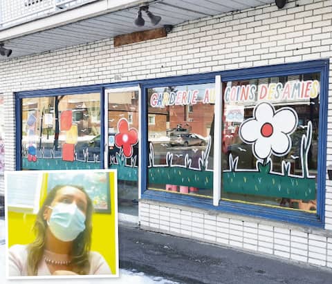 Fatima El Boukari in her office at the Aux Coins des Amis daycare centre, captured by our hidden camera.