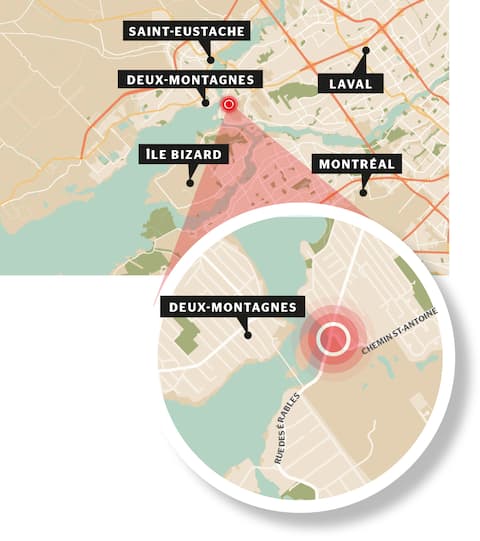 The exact location of the tragedy, on the rue des Erables, in Laval.