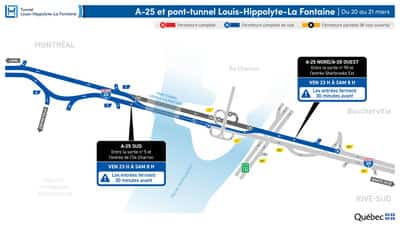 Entraves routi&egrave;res: le tunnel La Fontaine ferm&eacute; durant la nuit de vendredi &agrave; samedi