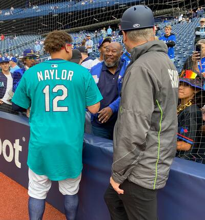 Seattle Mariners player Josh Naylor took advantage of the American League Championship Series to reconnect with family members and many acquaintances on Monday, Oct. 13, 2025, in Toronto.