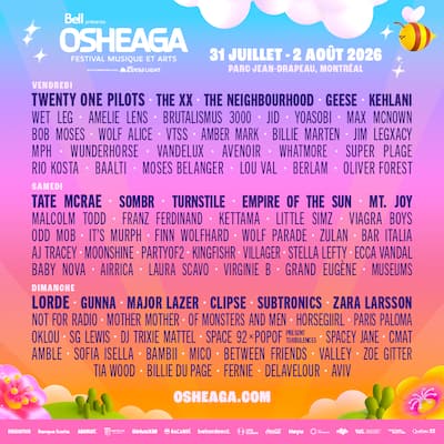 Programación 2026 para el festival de Osheaga.